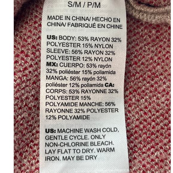 Chico’s Women’s S/M block Color Red/Black Turtle Neck Oversized Loose Sweater - Picture 6 of 7